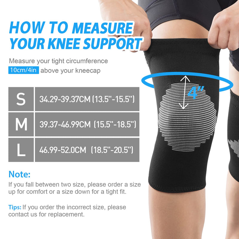 Goosehill Knee Supports 2Pack, Compression Breathable Knee Support Brace, Non-Slip Joint Protection Knee Support for Men & Women, Knee Brace Support for Running, Sports, Knee Pain Relief Black L - NewNest Australia