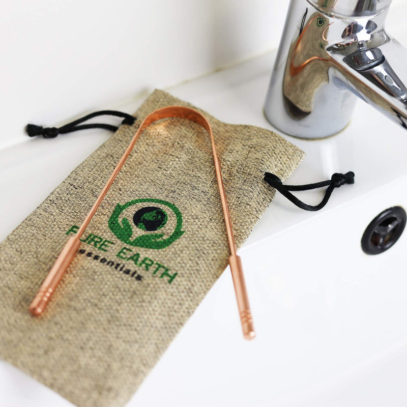 100% Pure Copper Tongue Scraper for Adults - Natural Tongue Cleaner with Firm Grip & Travel Case - Ayurveda Tongue Scraper for Dental Health and Fresh Breath - by Pure Earth Essentials (2 Pieces/Pack) 2 - NewNest Australia