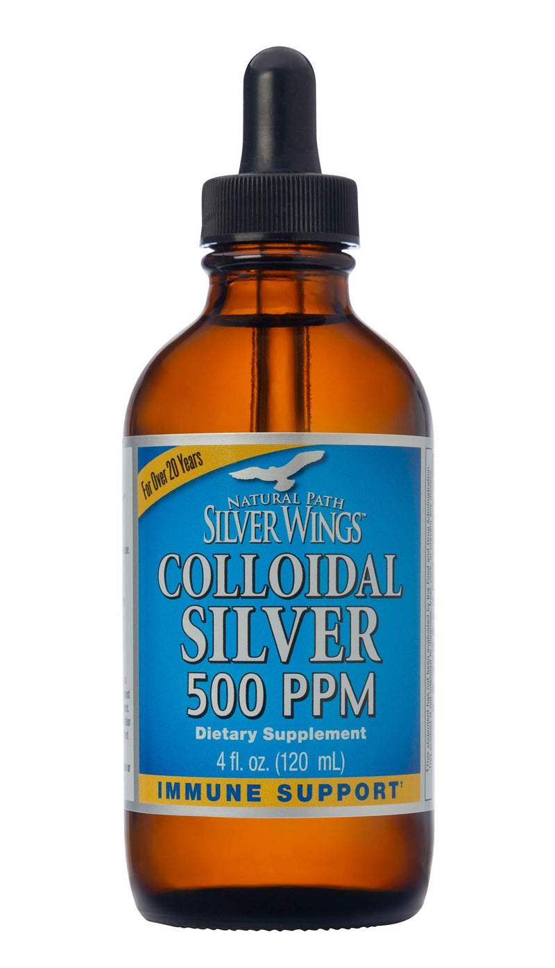 Natural Path Silver Wings Dietary Mineral Supplement, Colloidal Silver, 500 PPM, 4 fl. oz. / 120 ml - NewNest Australia