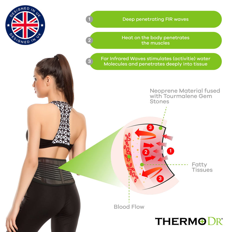 Heated Back Support Belt with Self Heating Infrared Technology | Ideal for Back Pain Relief | Lower Back Support Belt For Men & Women with Tourmaline Gem Stones and Magnets - NewNest Australia