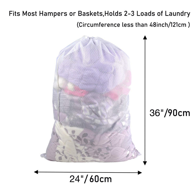 NewNest Australia - Polecasa Heavy Duty Lead Free Diamond Shape Mesh Laundry Bag - 24 x 36 inches -Sturdy Large Drawstring Bag. Durable White Mesh Material, Ideal Machine Washable Laundry Bag for College, Dorm, Apartment 24"x 36" | 1 Pack 
