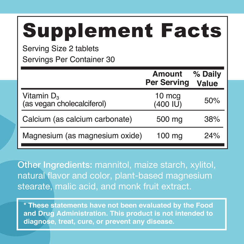 EZ Melts Calcium & Magnesium with Vegan D3, 500 mg, Dissolvable Vitamins, Vegan, Zero Sugar, Natural Strawberry Flavor, 60 Fast Dissolve Tablets - NewNest Australia