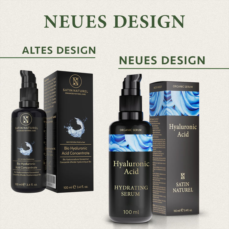 Organic Hyaluronic Serum High Dose 100Ml - Hyaluronic Acid Serum Face - Vegan - Facial Care For Men And Women - Anti Aging Hyaluronic Acid Facial Serum With Aloe Vera - Made In Germany - Satin Naturel - NewNest Australia
