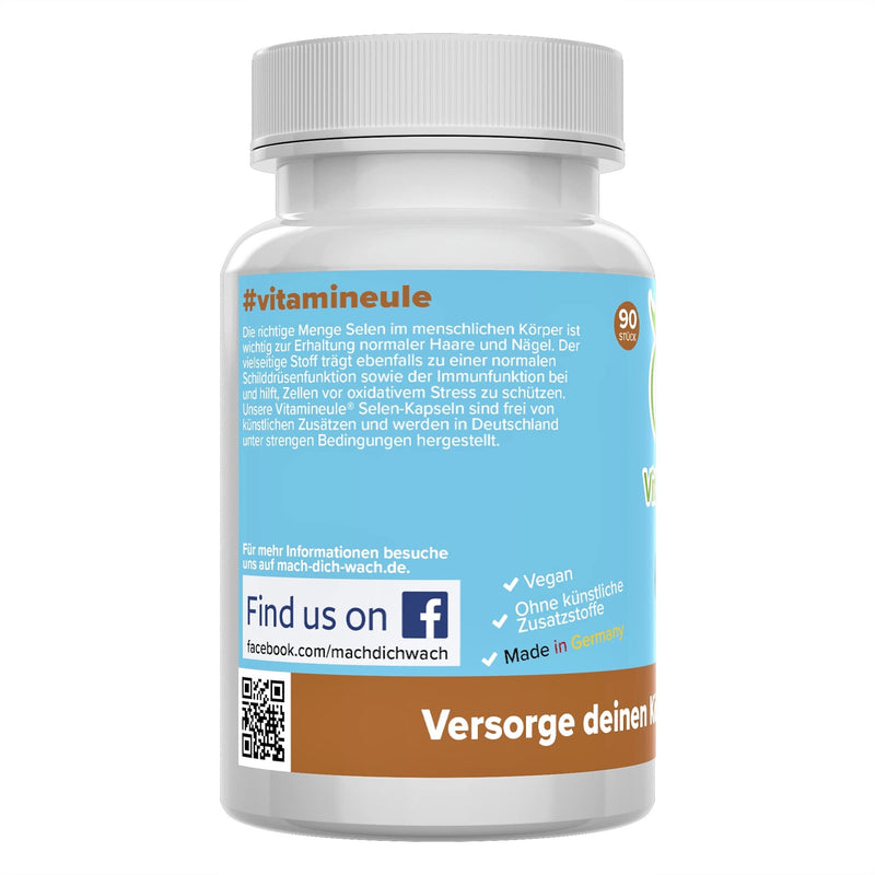 Selenium capsules - 200µg - high dosage - quality from Germany - without additives - vegan - laboratory tested - pure sodium selenite - small capsules instead of tablets - high bioavailability - Vitamineule® - NewNest Australia