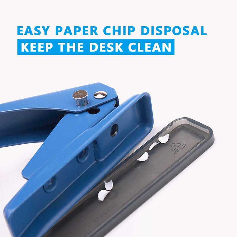 Single Handheld 1/4 Inches Hole Puncher, 20 Sheet Punch Capacity Metal Hole Punch with Skid-Resistant Base for Paper, Chipboard, Art Project, Blue - NewNest Australia