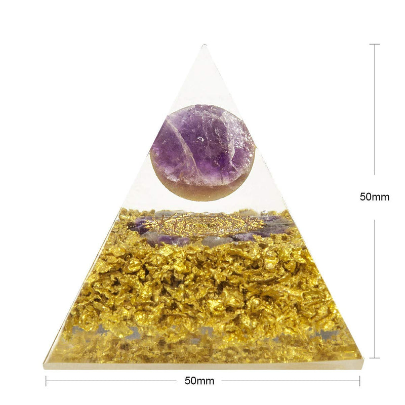 NewNest Australia - Yatming Crown Chakra Symbol & Amethyst Orgone Pyramid Crystal Energy Generator for Protection Reiki Healing #2-Amethyst 