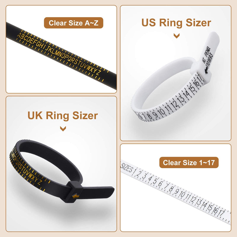 11 Pieces US UK Ring Mandrel Set, Size 1-13 with Half Size Ring Sizer Gauge Ring Mandrel Jewelry Hammer Ring Sizer Adjuster Polishing Cloth Polishing Stick Polished Agate Knife Measuring Tool (Black) Black - NewNest Australia