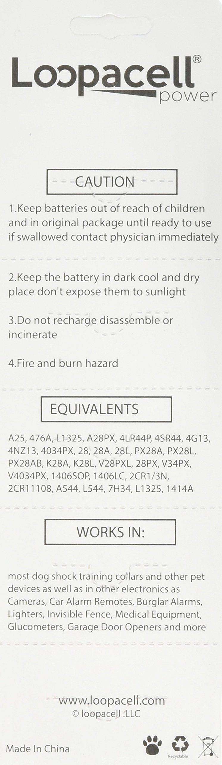 10 Pack 4LR44 / PX28A / L1325 / A544 / K28A / 476A 6V Alkaline Batteries for Dog Shock/Training Collars by Loopacell, 5 Count (Pack of 2) - NewNest Australia