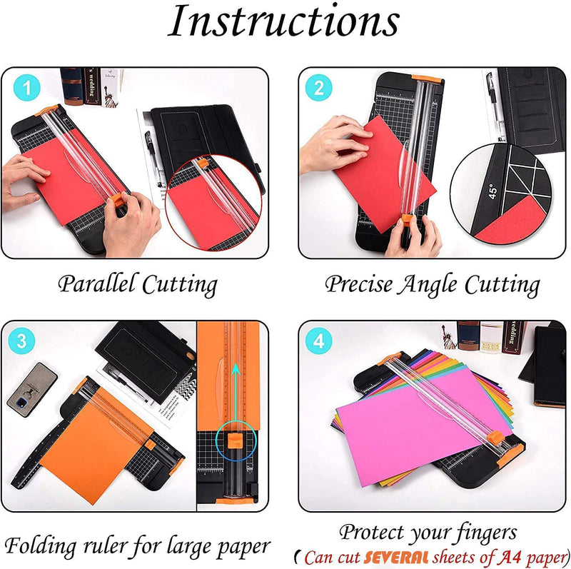 A4 Paper Cutter 12 Inch Titanium Paper Trimmer Scrapbooking Tool with Automatic Security Safeguard and Side Ruler for Craft Paper, Label, Photo and Cardstock - NewNest Australia