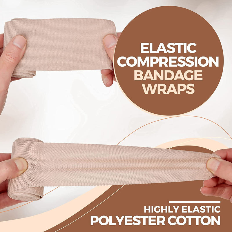 MEDca Elastic Compression Bandage Wrap - First Aid Bandages Roll Measures 2", 3", 4", 6" x 5 Ft with 4 Extra Hooks | Athletic Sports Stretch Wraps for Ankle, Wrist, Arm & Leg Sprains (Pack of 4) - NewNest Australia