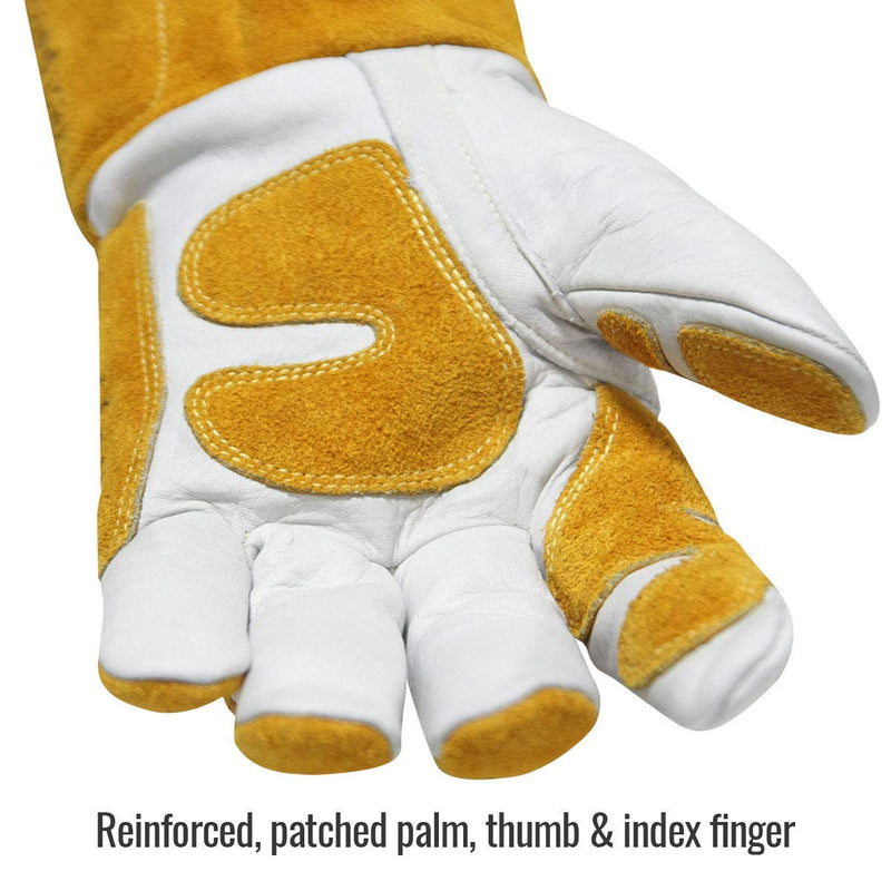 Revco GM1611 Top Grain Leather Cowhide MIG Welding Gloves with Reinforced Palm & Thumb and Index Finger, Seamless Forefinger, 5" Cuff For Extra Protection (2XL) XX-Large - NewNest Australia