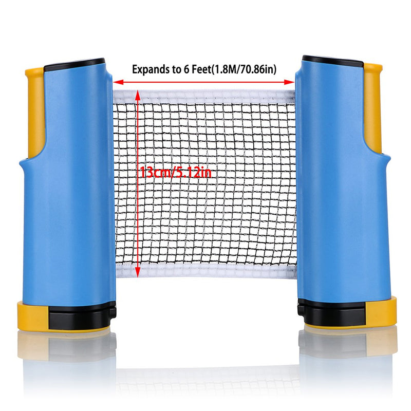 Hipiwe Retractable Table Tennis Net Replacement, Ping Pong Net and Post with PVC Storage Bag, 6 Feet(1.8M, Fits Tables Up to 2.0 inch 5.0 cm Blue - NewNest Australia