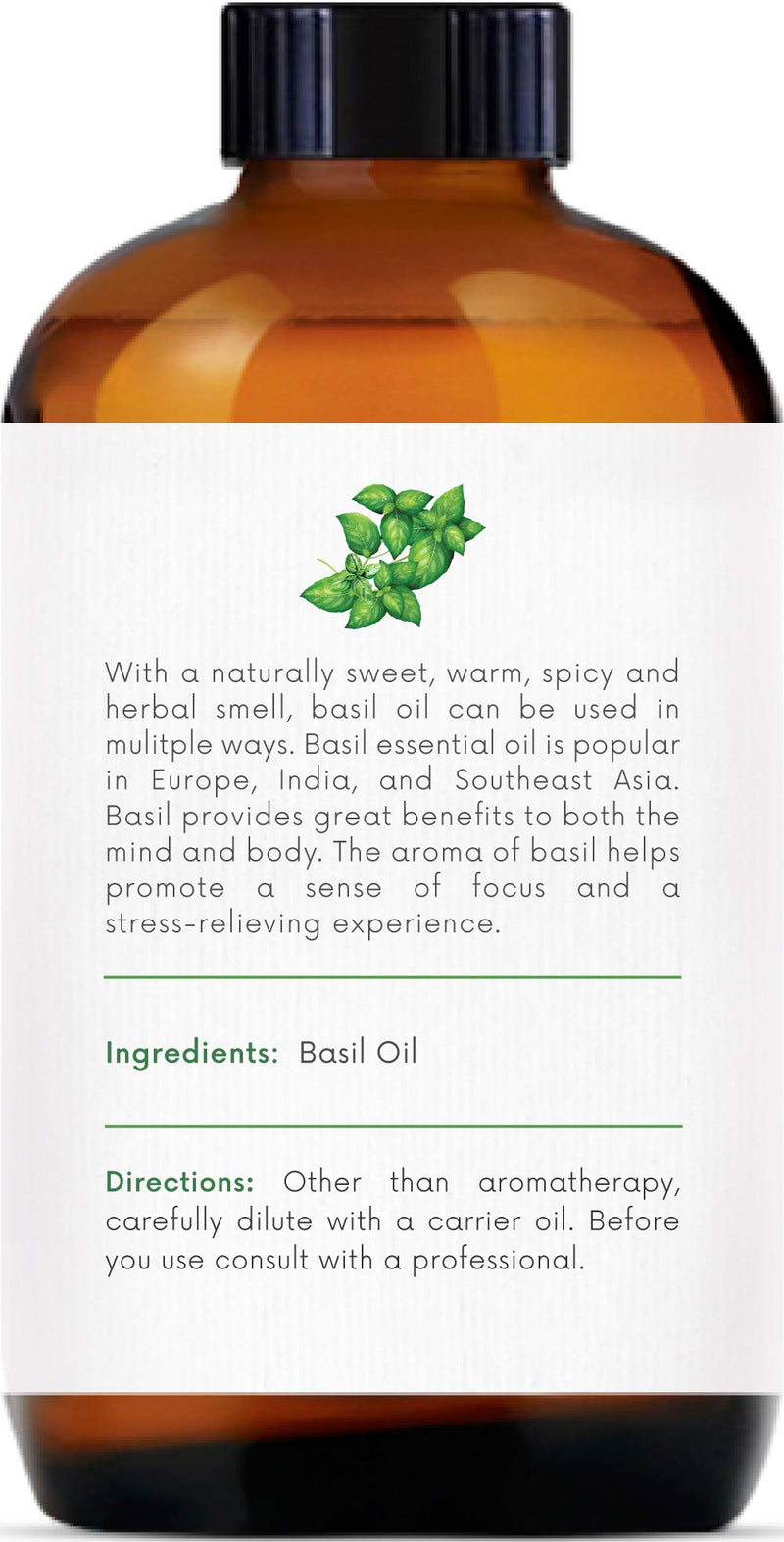Handcraft Basil Essential Oil - 100 % Pure and Natural - Premium Therapeutic Grade with Premium Glass Dropper - Huge 4 Fl Oz 4 Fl Oz (Pack of 1) - NewNest Australia