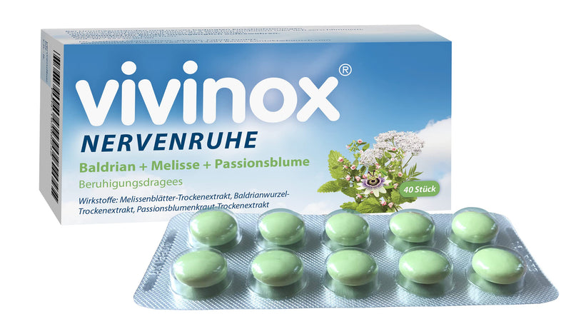 Vivinox Nervous Calm Calming Dragees: Herbal Sedative with Valerian for Restlessness and Nervous Difficulty Falling Into Sleep, Pack of 40 (Pack of 1) - NewNest Australia