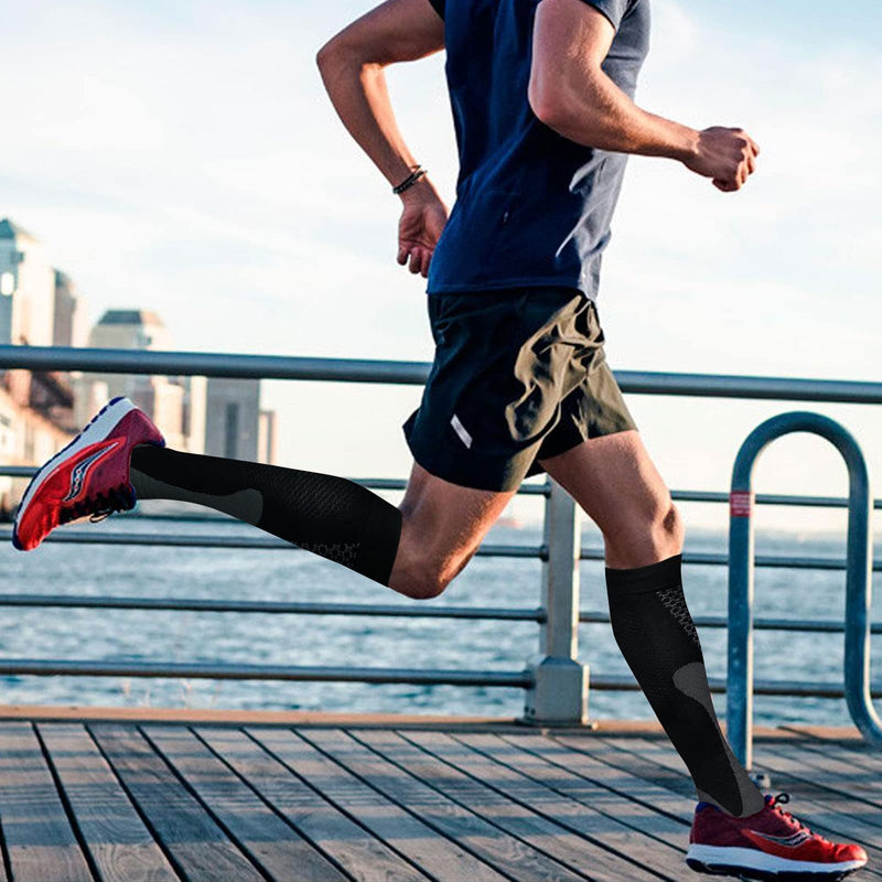 YUEDGE Compression Socks Men 15-20 mmHg is Best Support for Athletic Medical Running Flight Travel Nurses Unisex Size 5-12,3 Pairs 8-10 Black - NewNest Australia