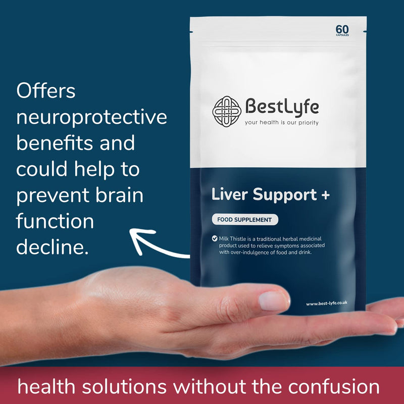 BestLyfe Liver Support + | 60 Capsules | Milk Thistle | Liver Detox | Liver Cleanse | Liver Repair | Liver Supplements | Gall Bladder Support | Brain Function Support | UK Made - NewNest Australia