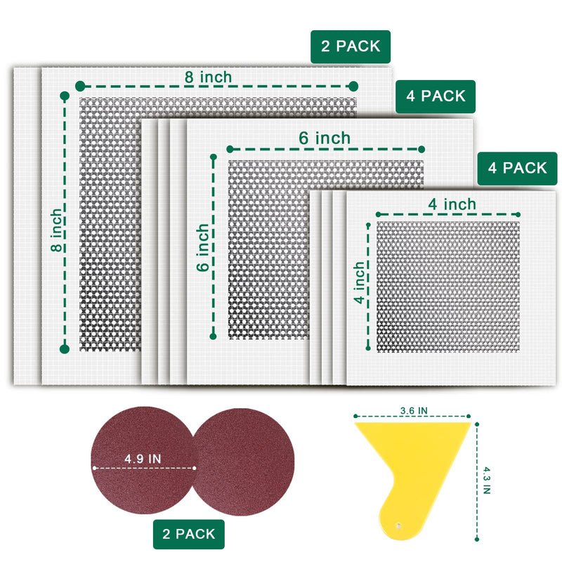 Drywall Patch Drywall Repair Kit, 10 Pack Aluminum Mesh Wall Patch Repair Kit, 4/6/8 Inch Self Adhesive Fiberglass Dry Wall Hole Repair Kit for Ceiling plasterboard, Scraper and Sandpapers - NewNest Australia