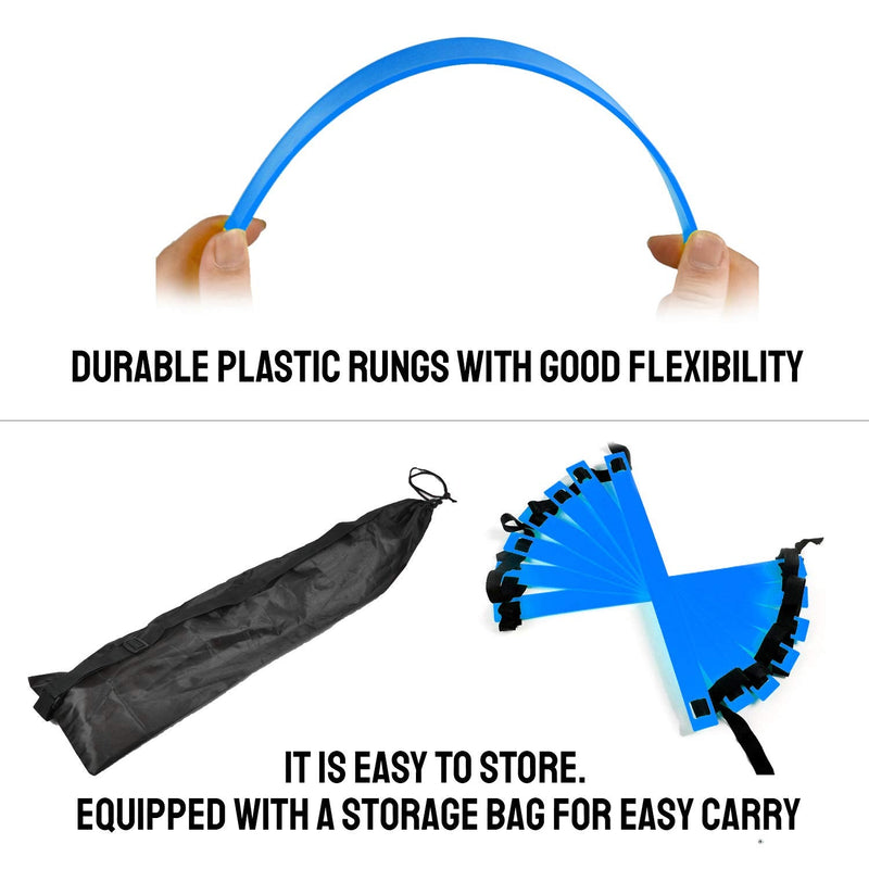 TNZMART Agility Ladder Speed Ladder 10FT 20FT Training Equipment for Football Soccer Basketball with Carrying Bag 10 FT, 6 Rungs Blue - NewNest Australia