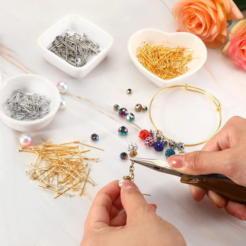 2800 Pieces Headpins for Making Jewelry Flat Head Pins Set 0.63 Inch 0.71 Inch 0.79 Inch 1.18 Inch Jewelry Making Head Pins Mix Beading Pins for DIY Jewelry Making (Gold, Silver) Gold, Silver - NewNest Australia