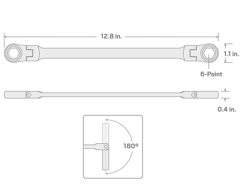 TEKTON WRN77107 Extra Long Flex-Head Ratcheting Box End Wrench, 12 mm x 14 mm 12 x 14 mm - NewNest Australia