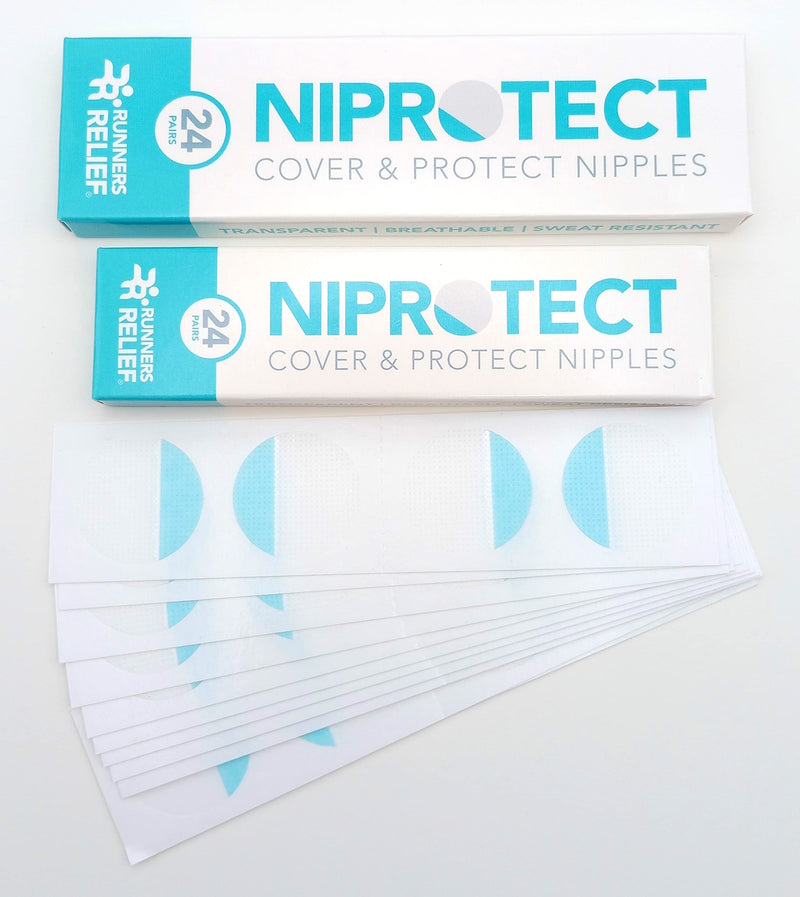 Niprotect – 24 Pairs - Nipple Plasters for Runners and Athletes, Anti-Chafe, Sweatproof, Water Resistant, Latex Free, for use in Half Marathon, Marathon and Ultra Marathon 25 mm Diameter - NewNest Australia
