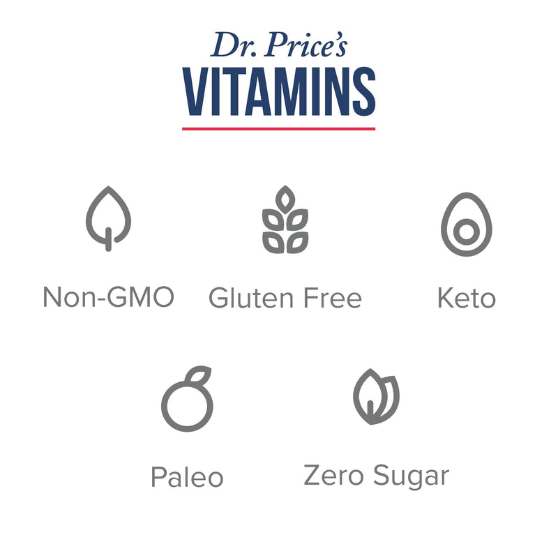 Dr. Price's Vitamins Electrolyte Mix Supplement Powder, 72 Trace Minerals, Potassium, Sodium, Electrolyte Replacement Keto Drink | Blueberry-Pomegranate 30 Packets | No Sugar, Keto, Vegan, Non-GMO - NewNest Australia