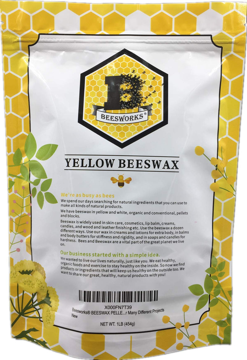 Beesworks Beeswax Pellets, Yellow, 1lb-Cosmetic Grade-Triple Filtered Beeswax (1) - NewNest Australia