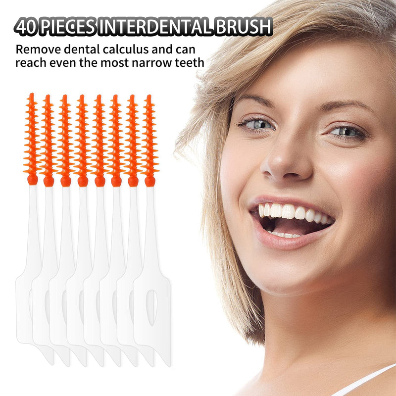 Prasacco 40 Pieces Interdental Brushes Teepee Brush Toothpicks Tooth Floss Picks in Orange with Storage Case Teeth Cleaner Interdental Floss Sticks Tooth Cleaning Tool - NewNest Australia