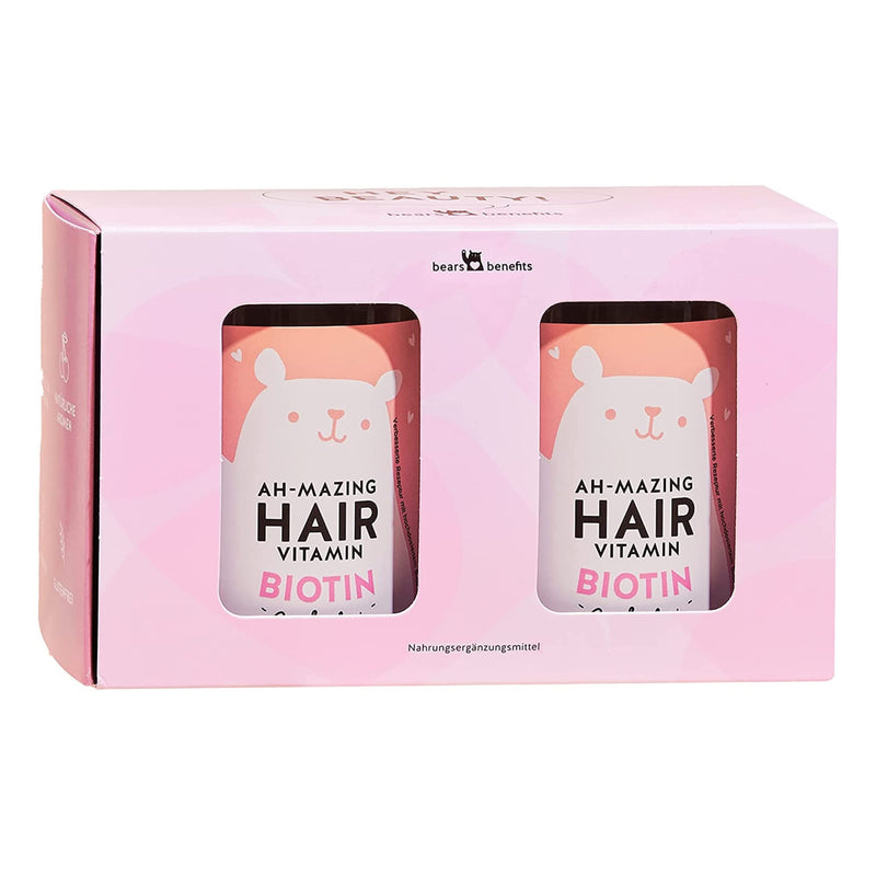 Pack Of 2 Biotin High Dose 5000 Œºg + Zinc - Gummy Bears For Normal Hair Growth - Skin Hair Nails Complex - Vegan, Sugar-Free Hair Vitamins - 120 Pieces For 4 Months - Bears With Benefits - NewNest Australia