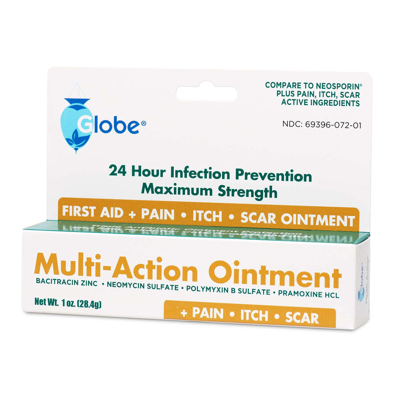 Globe Multi-Action Ointment | Triple Antibiotic Plus Pain-Relieving, Anti-Itch, Scar Minimizer | w/ Neomycin, Bacitracin, Pramoxine HCl & Polymyxin B| Treats Minor Cuts, Scrapes, Burns (4 Pack) - NewNest Australia