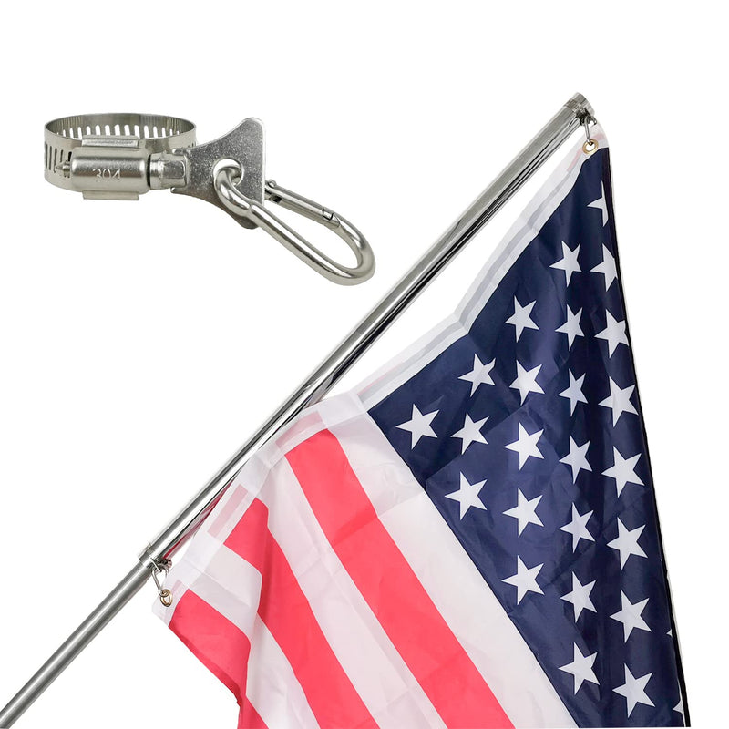 Flag Clips with Carabiner Flag Pole Clips Mount for Grommet Flag Pole Stainless Steel Flag Clamp Holder for Boat, Bike, Vehicle, Truck, ATV, UTV, House, Garden Flag Pole - NewNest Australia