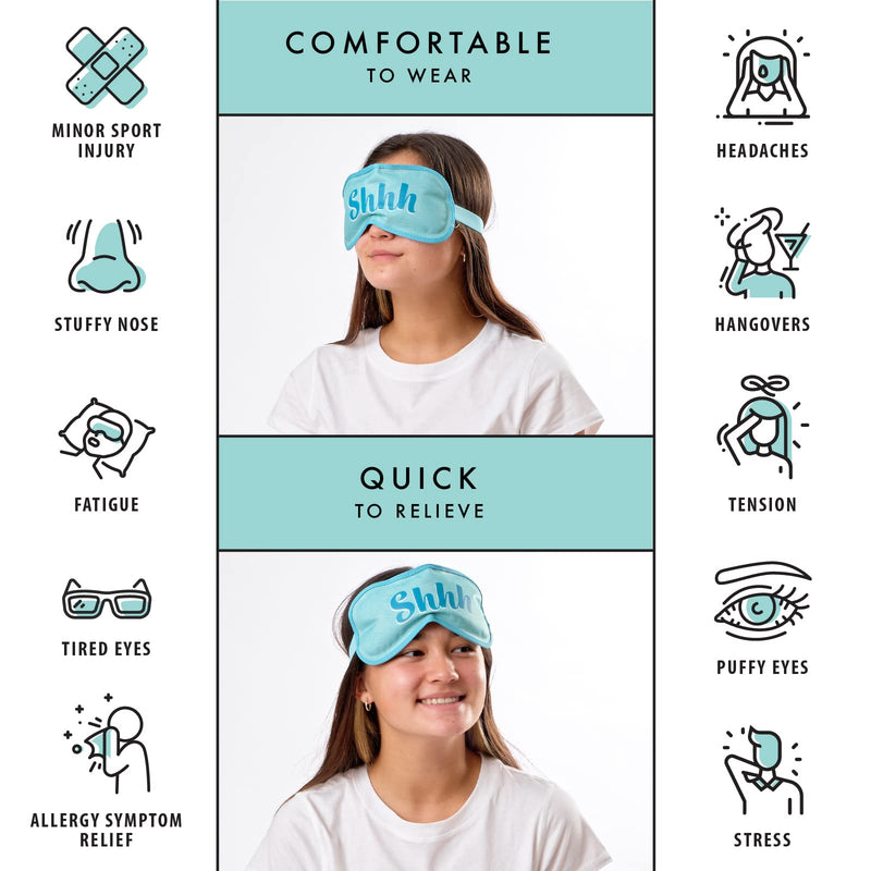 Cool Cooler Adjustable Gel Eye Mask, 9 x 3.25”, Reusable Cold Compress for Puffy Eyes, Headache Relief, Dark Circles, 2 pack, Shh Shhh Set - NewNest Australia