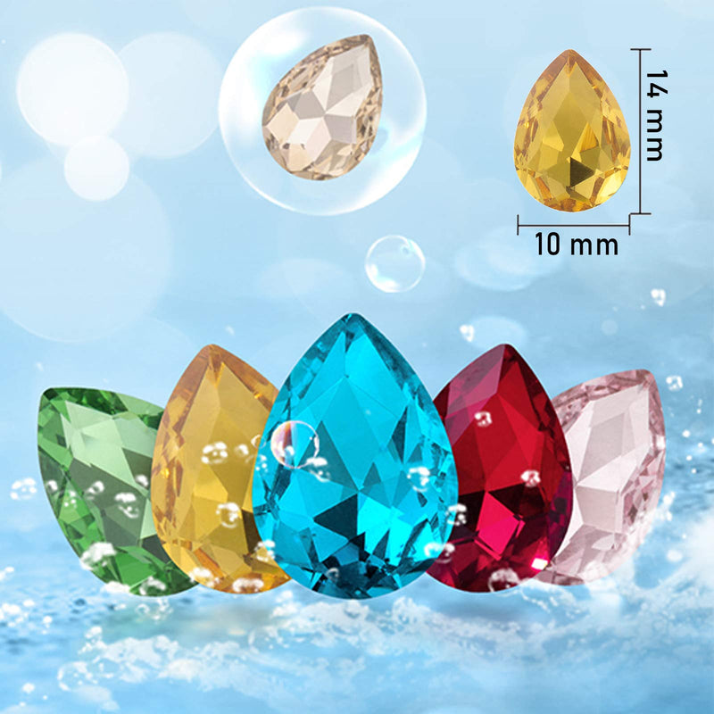 Jyukan DIY Teardrop Crystal AB Resin Rhinestone Pointback Glass Faceted Jewelry Making Craft (50Pcs) Black - NewNest Australia