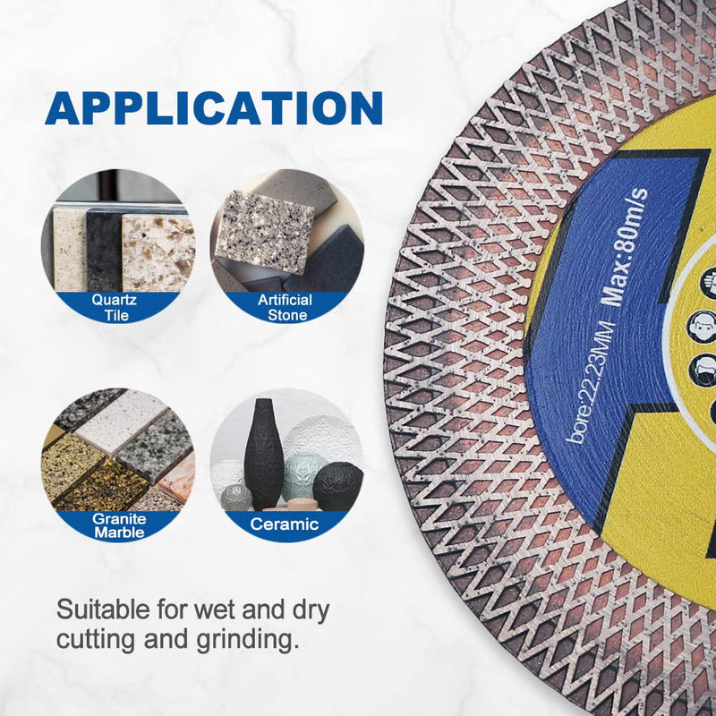 HIGHDRIL Tile Diamond Saw Blade Cutting Disc Wheel 5"/125mm for Dry/Wet Cutting & Grinding Porcelain Granite Marble Ceramic Artificial Stone 1 5 Inch - NewNest Australia