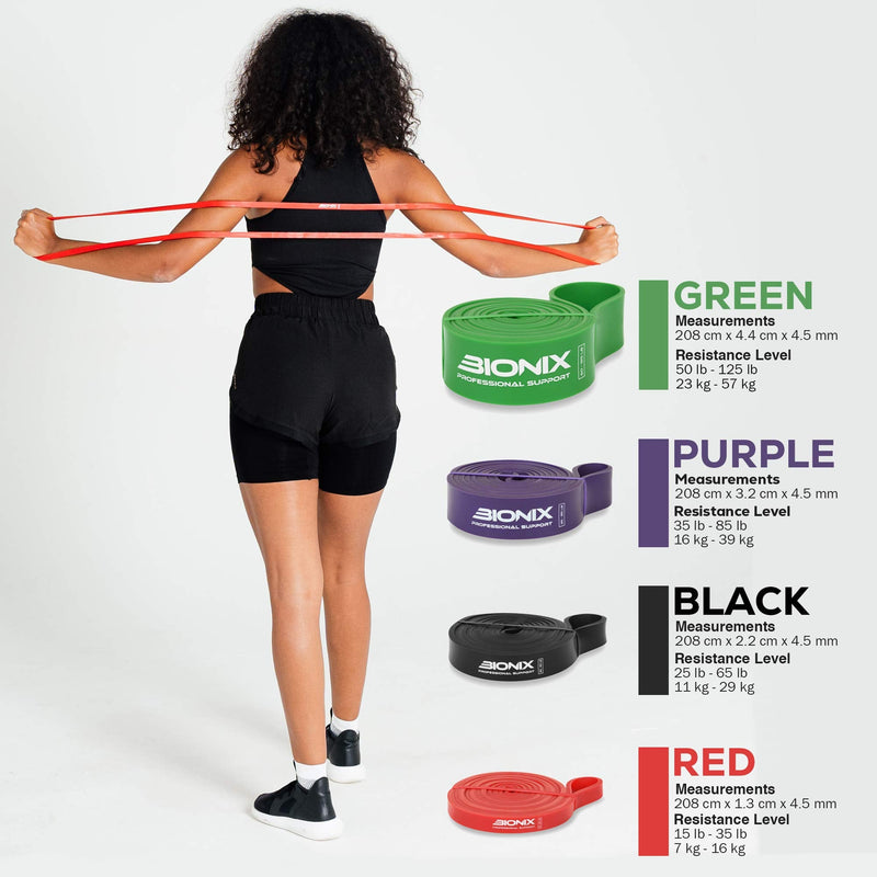 Bionix Pull Up Assistance Bands Set - Thick Heavy & Long Exercise Resistance Training Loop Band Chin Up Assist Stretching Yoga Pilates Legs Glutes Workout - Mobility & Strength For Men Women… (4) - NewNest Australia
