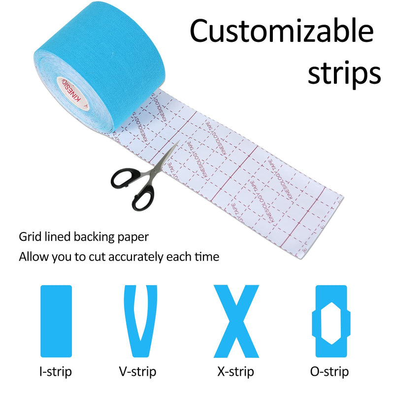 Gotaqery Kinesiology Tape (4 Rolls Pack), Waterproof Elastic Muscle Support Tape for Exercise, Sports & Injury Recovery, Breathable & Latex Free, 5cm x 5m Per Roll 4 Rolls：black+blue+pink+beige - NewNest Australia