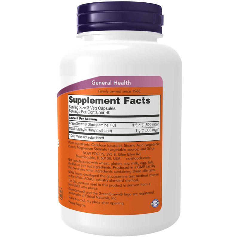 NOW Supplements, Glucosamine & MSM (Not Shellfish Derived), Vegetarian , 120 Veg Capsules - NewNest Australia