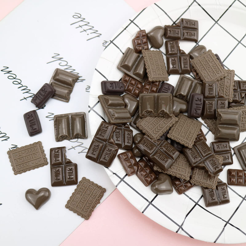60 Pcs Simulation Chocolate Resin Flatback Flat Back Cabochon Craft Decoration Chocolate Slime Beads Fake Resin Candy for DIY Crafts - NewNest Australia