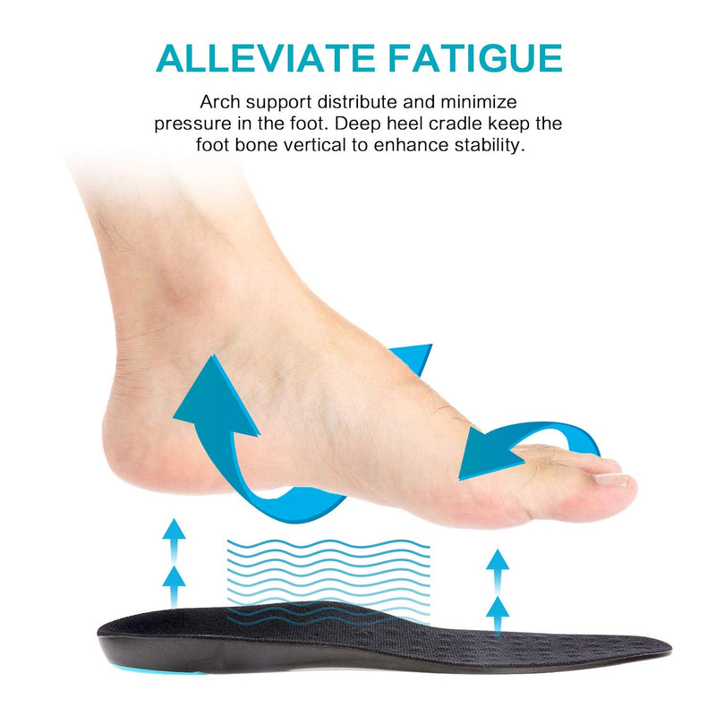 MOISO Memory Foam Orthotic Insoles for Plantar Fasciitis with Arch Support Shock Absorption Metatarsal Pad Stoma Design for men & women 8-10.5 UK Women / 7.5-10 UK Men Black - NewNest Australia
