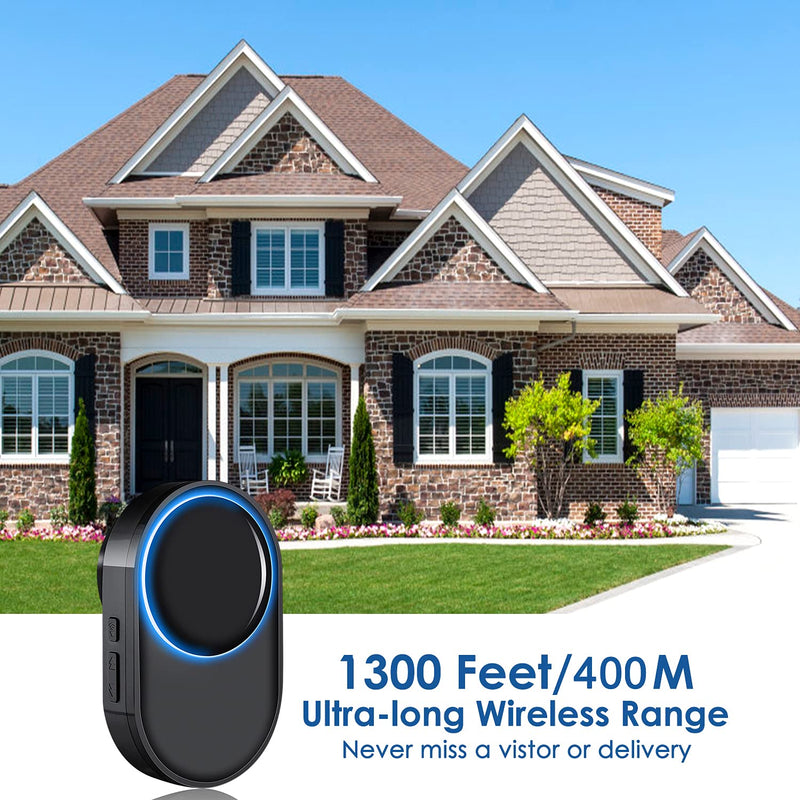 Wireless Doorbell - Satisure Waterproof Door Bell Chime Kit Operating at 1300 Feet 58 Melodies, 5 Volume Levels & LED Flash for Home Store Office Classroom (1 Receiver + 2 Transmitters) 1 Receiver + 2 Transmitters - NewNest Australia
