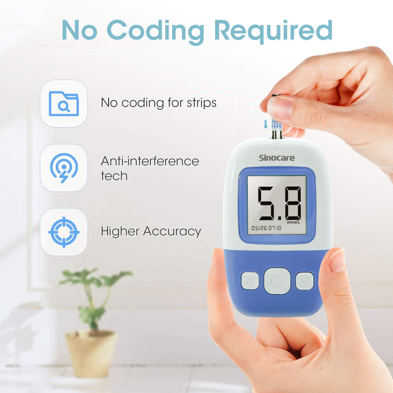 sinocare Diabete Blood Glucose Test Strips x 100 & Diabetes Lancets x 100, Safe AQ Angel Test Strips, Blood Sugar Test Strips for Safe AQ Angel Only Test strips & Lancets * 100 - NewNest Australia