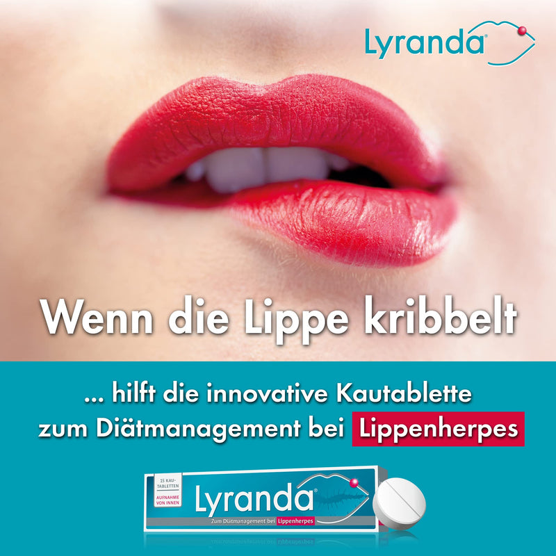 Lyranda for cold sores with pineapple flavor - 3000 mg L-lysine in high doses from your pharmacy - 20 chewable tablets - NewNest Australia