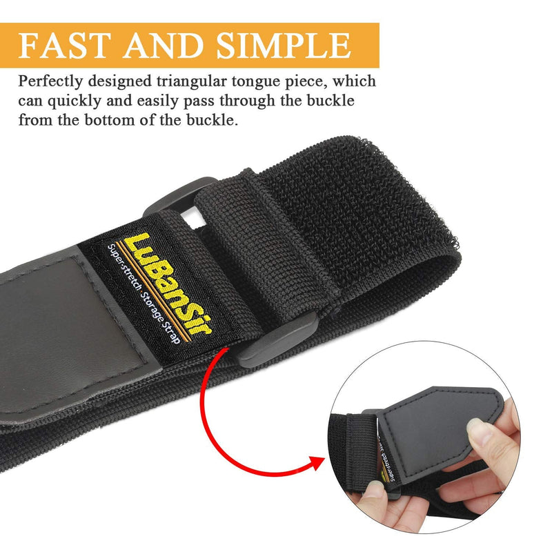 LuBanSir Cinch Straps - 2" x 18" (6 Pack) Elastic Hook and Loop Storage Straps with Buckle for Bicycle, Truck, Boat and More for Extension Cords, Ropes, Hoses Organization - Black 6 Pack - 2x18 - NewNest Australia