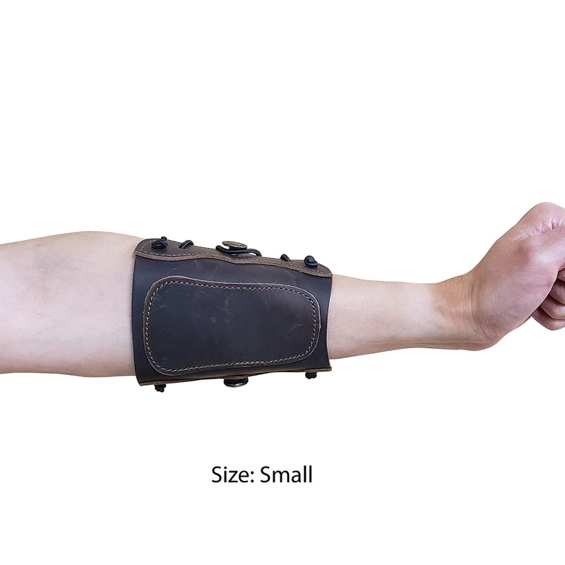 SAS Leather Traditional Arm Guard with Stretch Cord and Button Hook Armguard for Archery Bow Range Longbow Recurve Bow Small-5.75"x4.75" - NewNest Australia