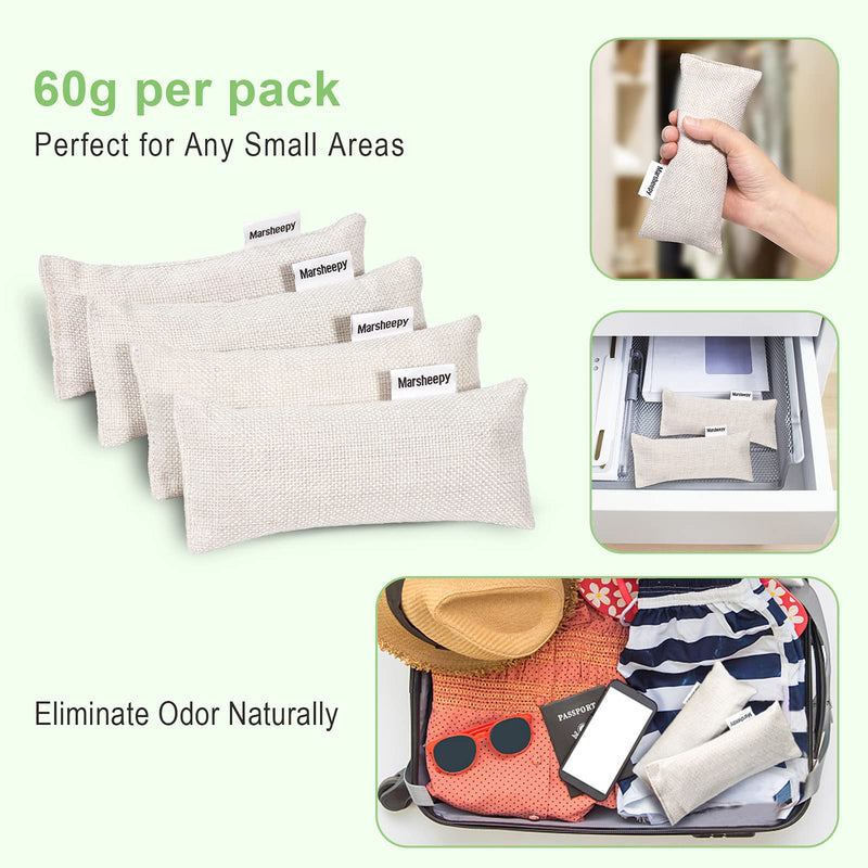 6 Pack Charcoal Shoe Deodorizer Bags, Shoe Odor Eliminator ,Bamboo Charcoal Air Purifying Bags, Activated Charcoal Odor Absorber for Gym Bag, Car, Pet, Closet Beige - NewNest Australia