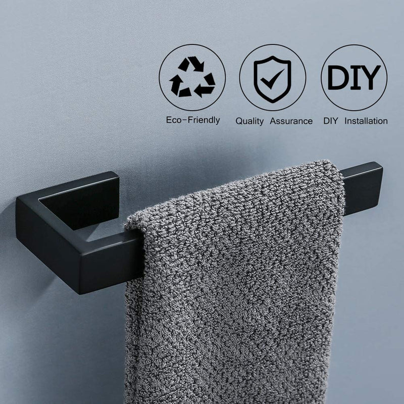 TNOMS Bathroom Hand Towel Holder Square Towel Bar Towel Ring Hanger Wall Mount Black Finish,Q8003BK - NewNest Australia