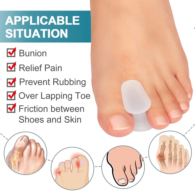 Welnove Pack of 14 Toe Separators, Gel Toe Spacers with Pad,Bunion Corrector for Overlap Toes,Reduce Pain,Rubbing and Friction (8 Large for Big Toes + 6 Medium for Small Toes) -- Transparent Clear 8 L+6 M - NewNest Australia