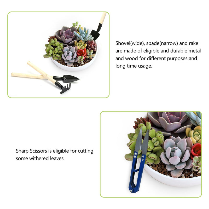 14 Pieces Succulent Plants Tools, Mini Garden Hand Tools Miniature Fairy Garden Tools Kit Bonsai Tools Planting Set with Scissors, Mini Rake, Shovel, Transplanting Tool Watering Can etc - NewNest Australia