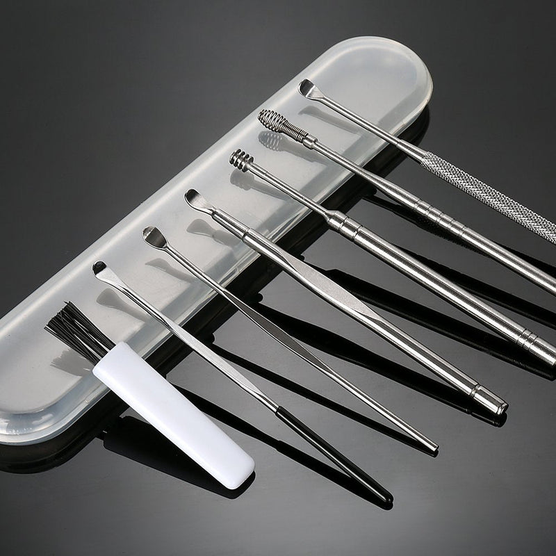 7 Pcs Ear Pick Earwax Removal Kit, BetyBedy Ear Cleansing Tool Set, Ear Curette Ear Wax Remover Tool with Cleaning Brush and Storage Box, Sliver - NewNest Australia