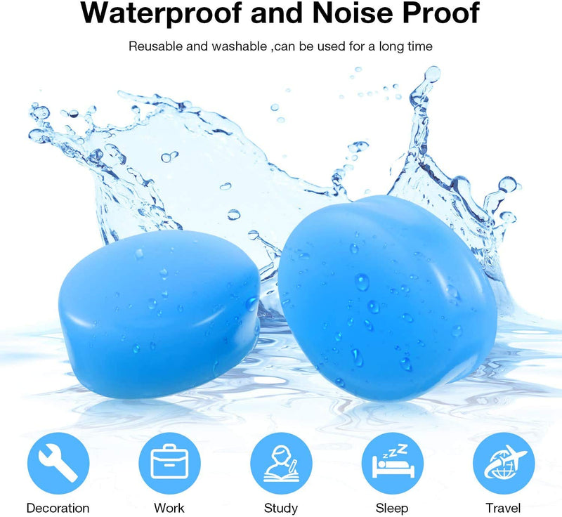 3 Pairs Silicone Earplugs Noise Cancelling Ear Plugs Soft Reusable Sleeping Ear Plugs , Great for Travel, Concerts,Work,Studying,EarPlugs for Sleeping, Shooting, Airplanes, Concerts, Mowing(Blue) - NewNest Australia